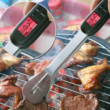 Digital Meat Thermometer Barbecue Tongs with Flashlight