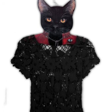 Clothing Hanger Black Cat Wearing Red Jacket