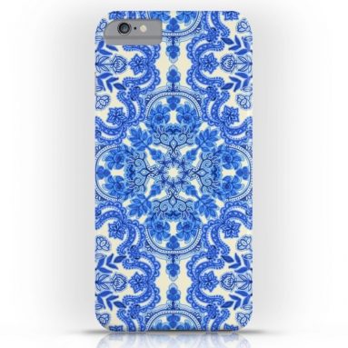 Cobalt Blue and China White Folk Art Pattern Slim Case iPhone 6s Plus