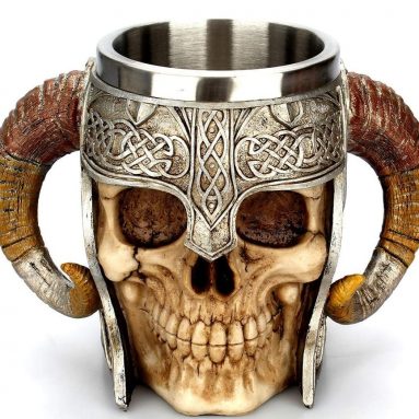 Coffee Mug Resin Striking Warrior Tankard Viking Skull