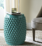 Collection Glazed Ceramic Aqua Stella Nail Head Garden Stool