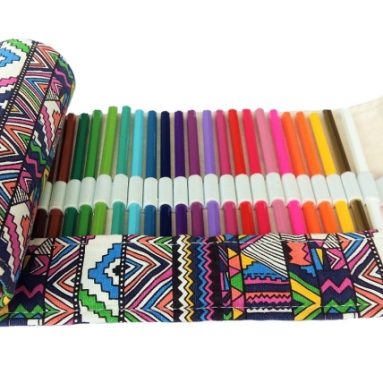 Colored Pencils for Adult Kids Coloring Art Set 48 with Canvas Wrap Holder and Sharpener
