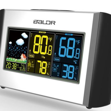 Colorful Weather Station Clock Indoor and Outdoor Temperature Humidity Display Alarm and Snooze Calendar Function
