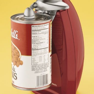 Compact Electric Countertop Chrome Red Can Opener