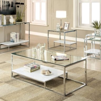 Contemporary Glass Top Nesting Table