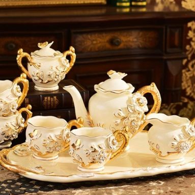 Continental White Ivory Porcelain Afternoon Tea Set