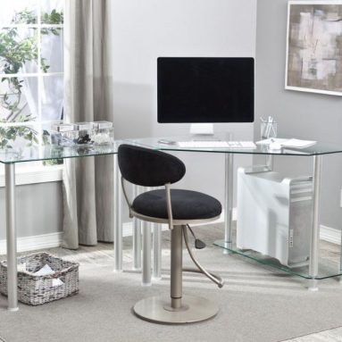 Corner Computer Desk with Glass Top Work Center Arm