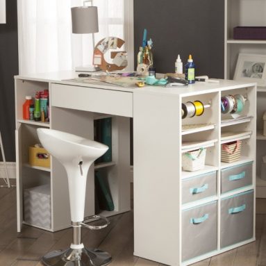 Counter-Height Craft Table with Storage