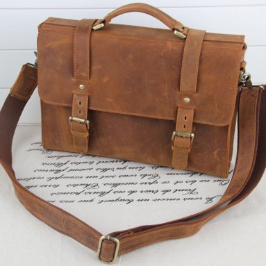 Crazy Horse Leather Briefcase Laptop Computer Messenger Bag