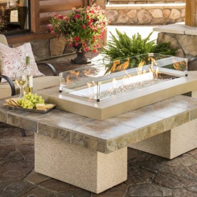 Crystal Fire Pit Table with Tile Top and Burner Color