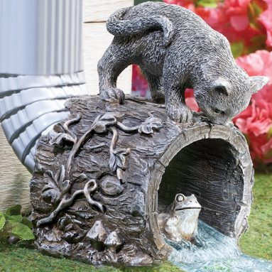 Curious Kitty and Frog Downspout