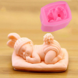 Cute 3D Sleeping Baby with Pillow Fluffy Hat