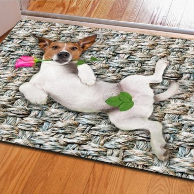 Cute Dog with Rose Funny Style Door Mats