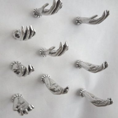 Antique silver hand push pins