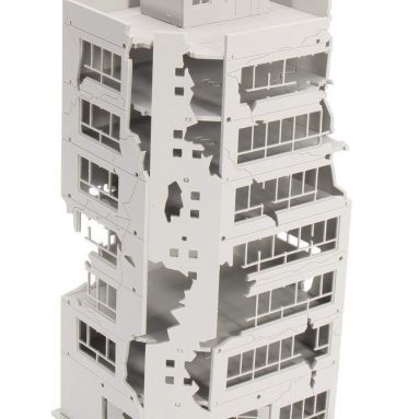 Damaged Ruined Building after War Office Ornament Craft
