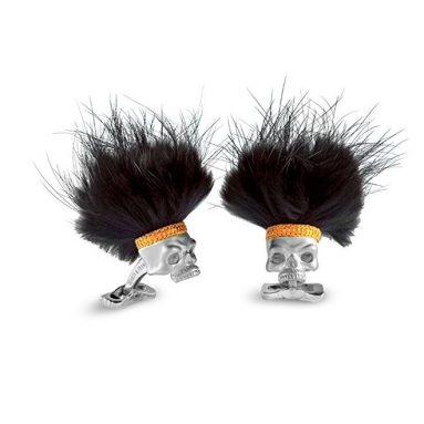 Silver Cufflinks With Black Hair
