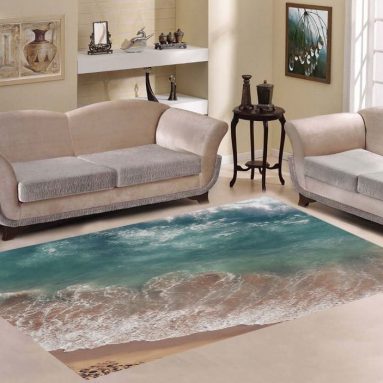 Decor Beach Sea and Ocean Wave Area Rug Carpet 7’x5′ For Living Room Bedroom