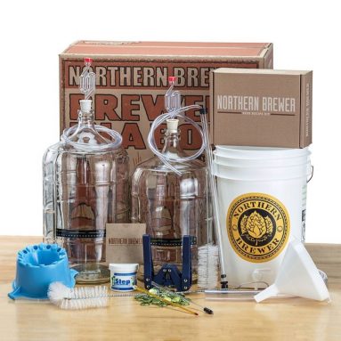 Deluxe Home Brewing Equipment Starter Kit – Glass Carboys – with Chinook IPA Beer Recipe Kit