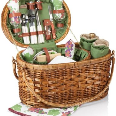 Deluxe Wine/Picnic Basket with Service for Four
