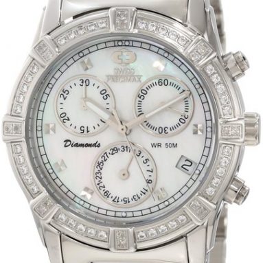 Diamond-Accented Stainless Steel Watch