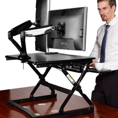 Desktop Workstation Combo – 35 Wide Platform Height Adjustable Stand Up Desk