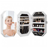 Diamond-Shaped Jewelry Cabinet with Frameless Full-Size Mirror