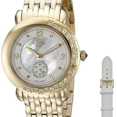 Diamonds Swiss Quartz Gold Tone Stainless Steel Bracelet Watch