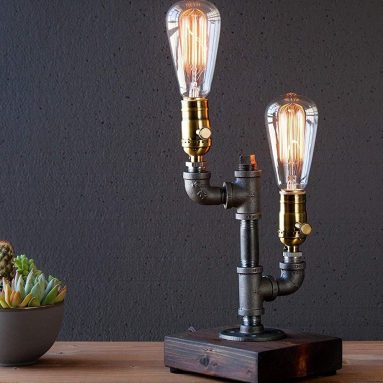 Dimming Industrial Steampunk table pipe lamp