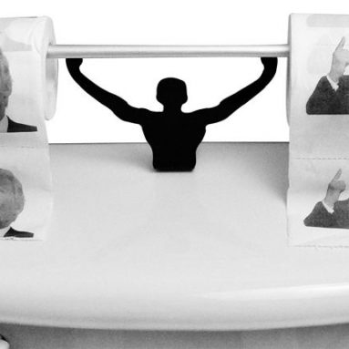 Donald Trump Toilet Paperwith Strong Man Holder Political Gag