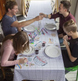 Doodle Cotton Tablecloth to Customize, with Wash-out Fabric Markers included