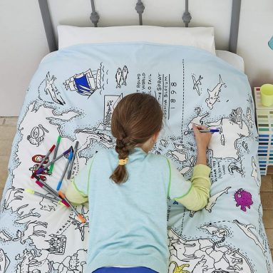 Doodle World Map Duvet Cover