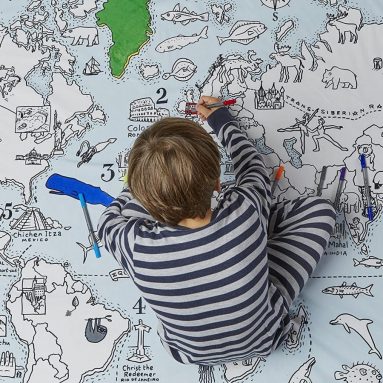 Doodle World Map Duvet Cover