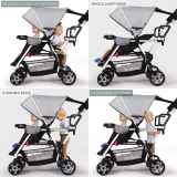 Double Stroller lux Sit N Stand Baby Pushchair Tandem