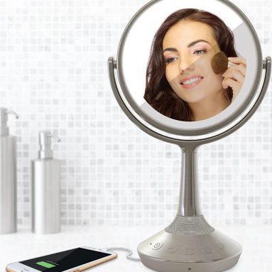 Double-sided Vanity Mirror with Bluetooth Audio  Speakerphone and USB Charging