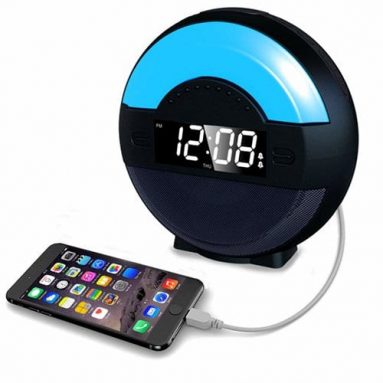 Dual Alarm Clock Radio with Bluetooth Speaker and USB Charging Port