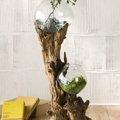 Dual Hand Blown Glass Bowls