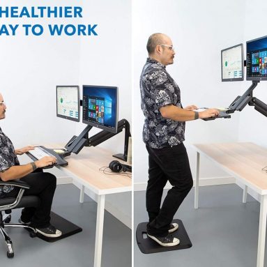 Dual Monitor Sit Stand Workstation with Gas Spring Arm