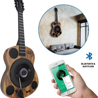 Guitars Shaped Vertical Bluetooth Turntable – 3 Speed Record Player
