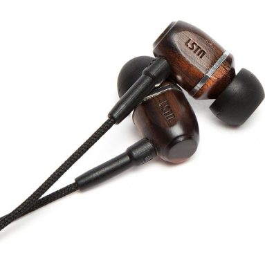 Ebony Wood Noise Isolating Earbuds with In-line Microphone