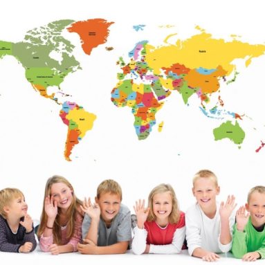 Educational World Map 50 inch for Kids Room