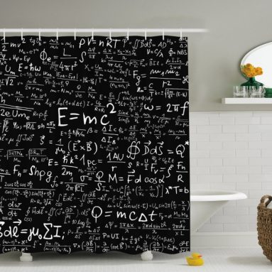Einstein Physics Formula Science Geek Black White Fabric Shower Curtain