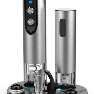 Electric Wine Bottle Opener with Foil Cutter, Charging Stand, LED Temperature Display and Vacuum Sealer