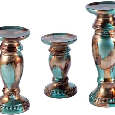 Elements Mottled Ceramic Candle Stands