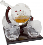 Etched Globe Whiskey Decanter Set
