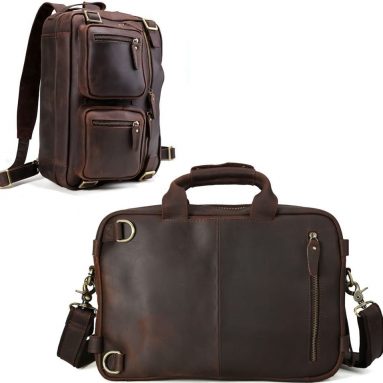 Expandable Genuine Leather Briefcase