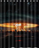 Explosion Bomb City Night High Quality Fabric Bathroom Shower Curtain