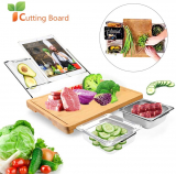 Extensible Bamboo Cutting Board with 5 Containers Tray