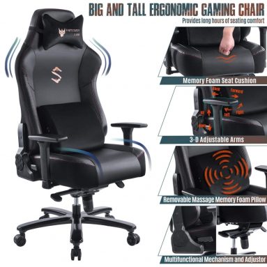 FANTASYLAB Big and Tall 400lb Massage Memory Foam Gaming Chair