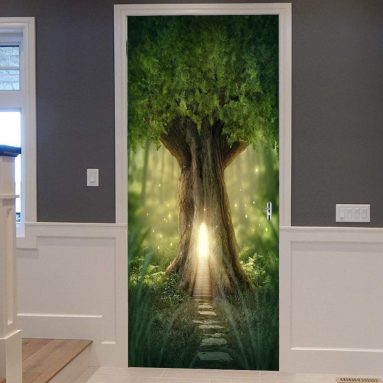 Fairy Tree Print Eco-Friendly Vinyl Room Door Decals Wallpaper