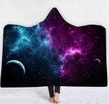 Fantastic 3D Cosmic Galaxy View Wearable Hooded Blanket